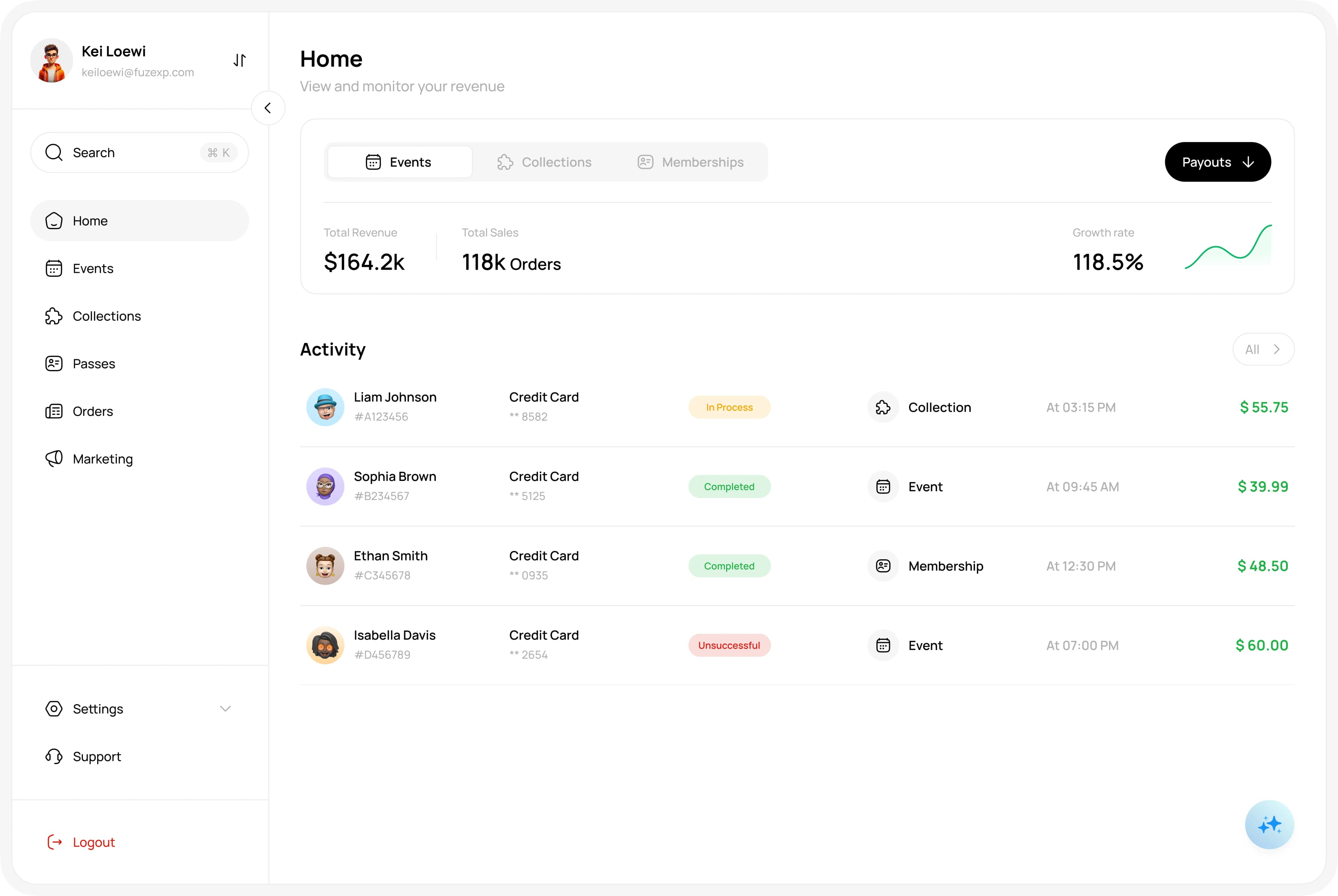 Fuze X Business Dashboard with real-time analytics and AI insights